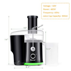 COSTWAY Juicer Machine, Centrifugal Juicer with 3-Inch Wide Mouth, BPA-Free Stainless Steel Juice Maker with 2-Speed Control, Masticating Juice Extractor for Fruit Vegetable