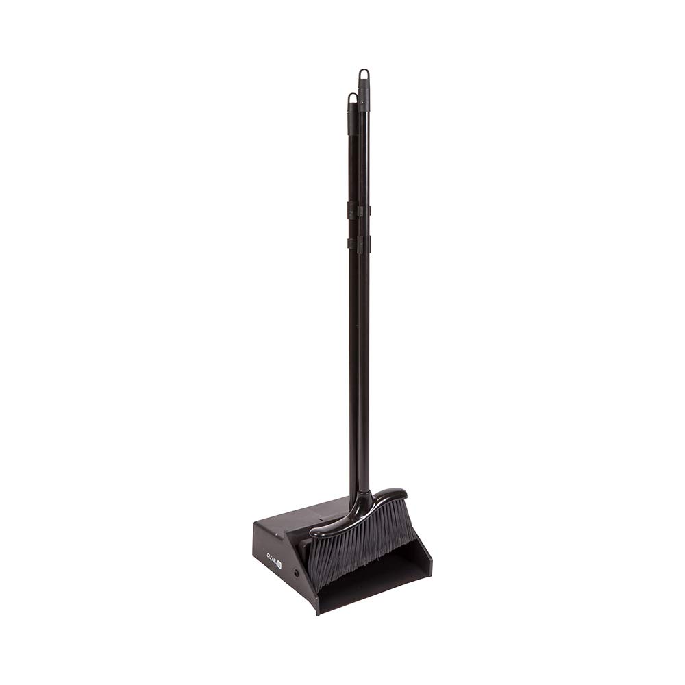 Restaurantware RW Clean 12 x 2 x 39 Inch Angle Broom 1 With Clip Back Sweeping Broom - Dustpan Sold Separately Flagged Bristles Black Plastic Restaurant Broom Lightweight Heavy-Duty