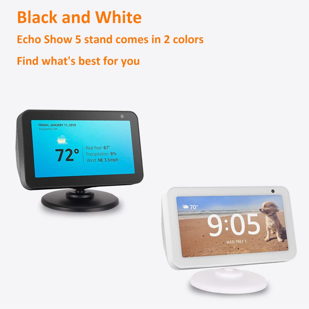 AutoSonic Stand for Echo Show 5 (1st Gen and 2nd Gen) | Adjustable Design Compatible with Alexa Show 5 | Magnetic,Swivel and Tilt | White