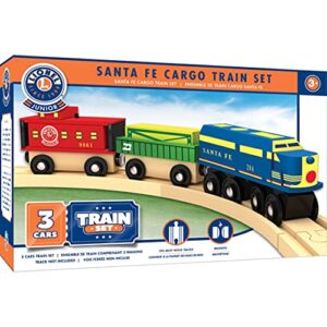 masterpieces wood train sets - lionel santa fe cargo 3 piece train set - officially licensed toddler & kids toy