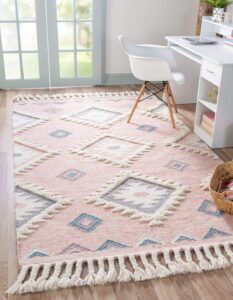 unique loom mesa collection area rug - papago (8' x 11' rectangle, pink/ cream)