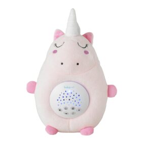 bubzi co baby sound machine, portable unicorn soother & baby night light projector, comforting electronic infant toddler sleep aid & baby shush sound with white noise