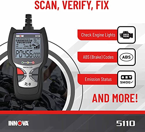 INNOVA 5110 - Newest 2022 OBD2 Scanner with ABS, Free Updates, Real Customer Service from Trusted USA Company, Smog Check & Check Engine Light Reset, Get Verified Repairs & Parts on iPhone or Android