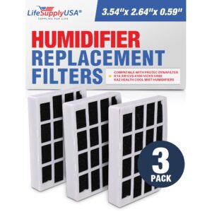 lifesupplyusa humidifier filter replacement air cleaning cartridge compatible with protec dynafilter k14-3w cvs 4100 vicks v400 kaz health cool mist humidifiers (3-pack)