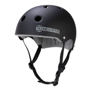 187 killer pads pro skate helmet with sweatsaver liner, black matte, large