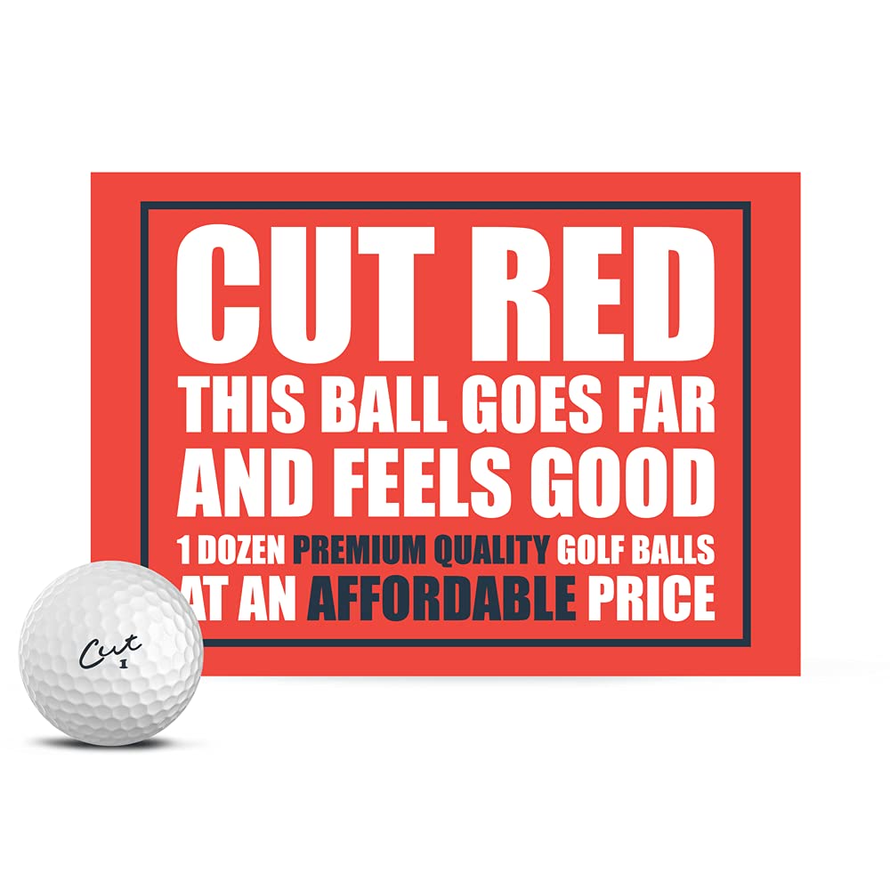 Cut Red Golf Balls - Premium, Soft Core Golf Ball - Offers Decreased Ball Spin & Improved Golf Shot Accuracy and Control - 2 Piece Construction (One Dozen)