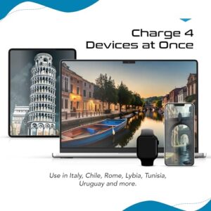 Ceptics Italy, Chile, Rome Power Plug Adapter Travel Set, 20W PD & QC, Safe Dual USB & USB-C 3.1A - 2 USA Socket - Compact - Use in Lybia, Tunisia, Uruguay Includes Type C, Type L Swadapt Attachments