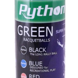 Python 3-Ball Can (Green) Racquetballs (Super Fast w/Optimal Visibility)