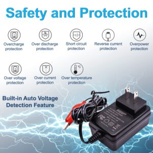 HQRP Fully Automatic 6V / 12V Sealed Lead Acid Smart Battery Charger SLA Maintainer Compatible with Car Truck Motorcycle, Alligator Clips