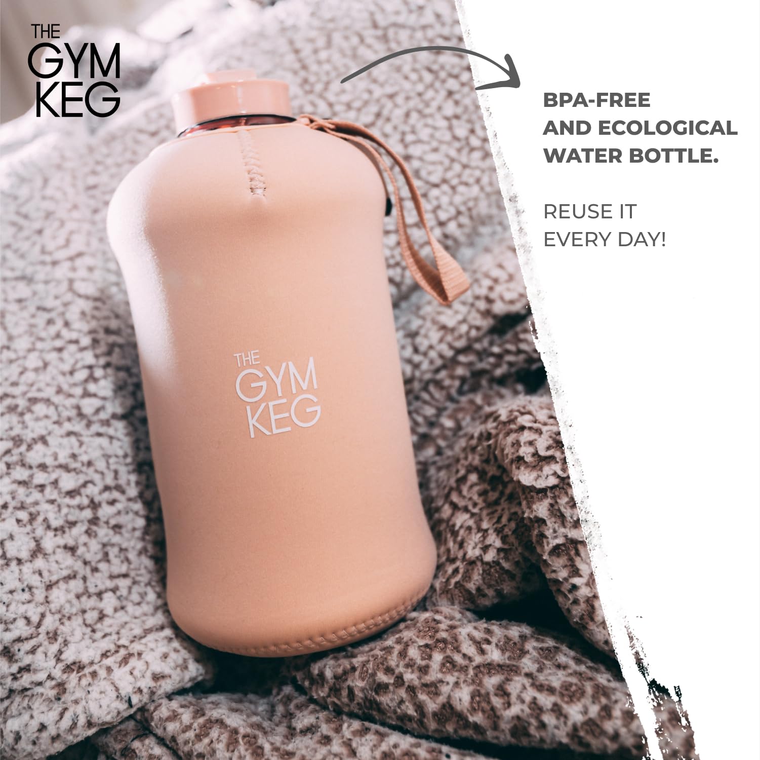 THE GYM KEG Sports Water Bottle - 2.2 L Insulated, Half Gallon, Carry Handle, Big Water Jug For Sport, Large Reusable Water Bottles, Ecofriendly, Tritan BPA Free Plastic, Leakproof