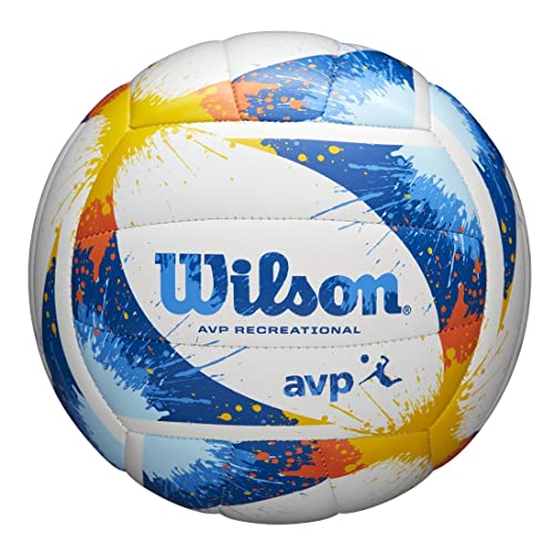 WILSON AVP Splatter Volleyball, Blue/Yellow/White, Official Size