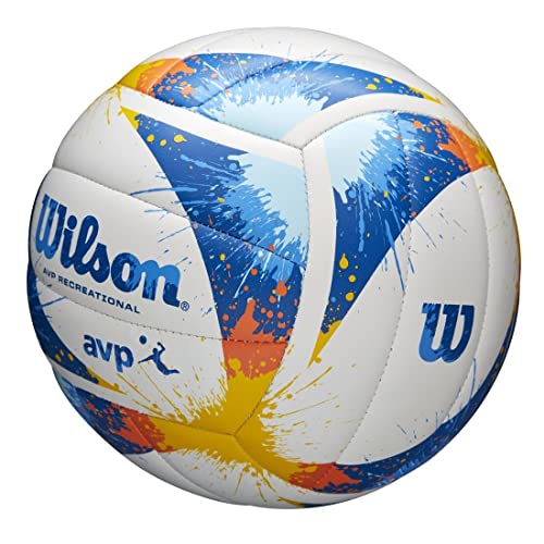 WILSON AVP Splatter Volleyball, Blue/Yellow/White, Official Size