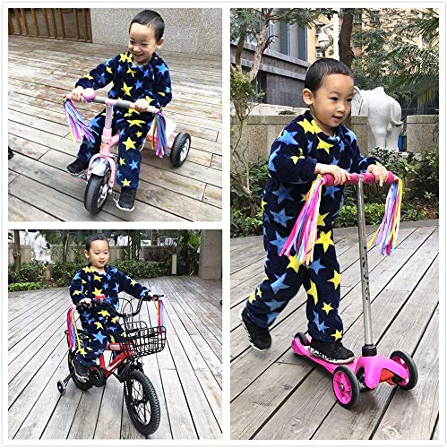 kortes 1 Pack Kids Bike Bell and 2 Pack Kids Bike Streamers for Children's Bike Accessories (Pink, Red,& Blue) (Blue & Green)