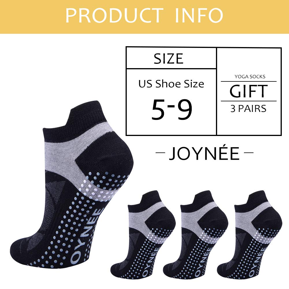 JOYNÉE Non-Slip Yoga Socks for Women with Grips,Ideal for Pilates,Barre,Dance,Hospital,Fitness 3 Pairs