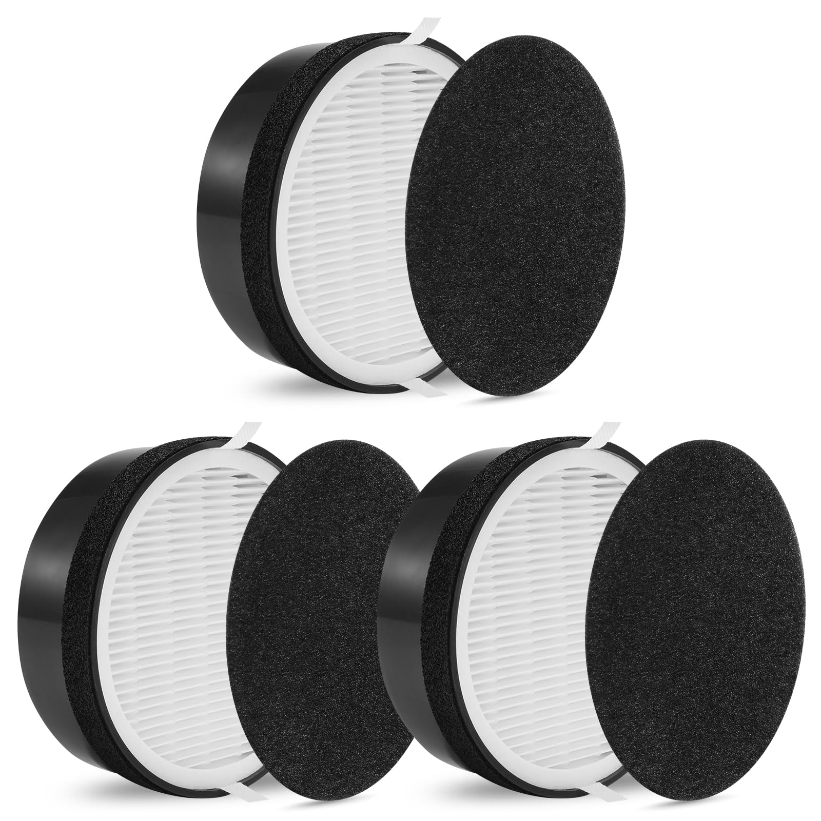 DerBlue 3 Sets True H13 HEPA Filter Compatible with LEVOIT LV-H132 Air Puri-fier, Activated Carbon Filters Set, Part # LV-H132-RF