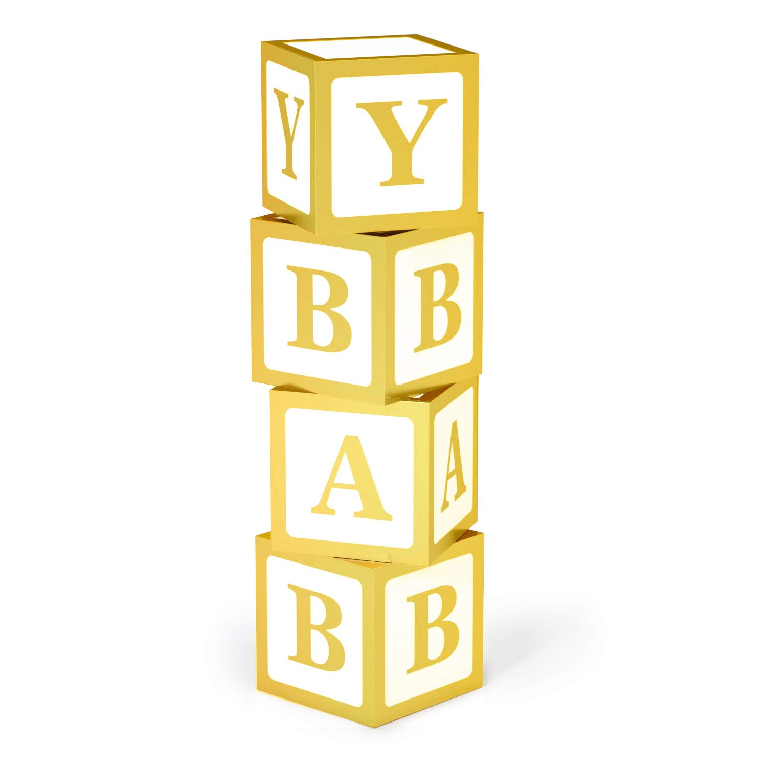 Baby Shower Decorations, DIY Gold Baby Shower Boxes for Boy Girl Baby Shower Decor, Baby Blocks Decorations for Baby Shower, Gender Reveal Party Supplies, 1st Birthday