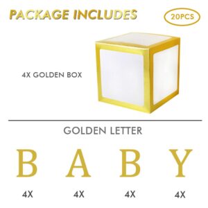 Baby Shower Decorations, DIY Gold Baby Shower Boxes for Boy Girl Baby Shower Decor, Baby Blocks Decorations for Baby Shower, Gender Reveal Party Supplies, 1st Birthday