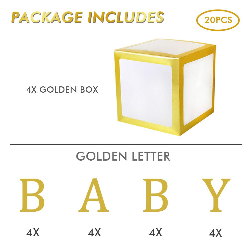 Baby Shower Decorations, DIY Gold Baby Shower Boxes for Boy Girl Baby Shower Decor, Baby Blocks Decorations for Baby Shower, Gender Reveal Party Supplies, 1st Birthday