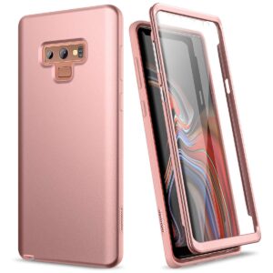 suritch case for samsung galaxy note 9,【built in screen protector】【support wireless charging】 soft tpu back cover+pc bumper full body protective case shockproof for note 9 case 6.4"(rose gold)