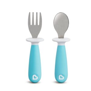 munchkin raise toddler fork & spoon set, blue