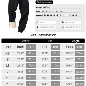 Gihuo Men's Winter Fleece Pants Sherpa Lined Sweatpants Athletic Running Sweatpants Ribbed Leg Comfy Warm Jogger Pants (Black, X-Large)