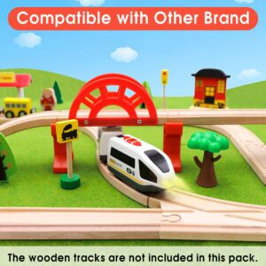 Tiny Land Battery Operated Action Locomotive Train (Magnetic Connection)- Powerful Engine Bullet Train Set Compatible with Thomas, Brio, Chuggington - Train Toys for Toddlers