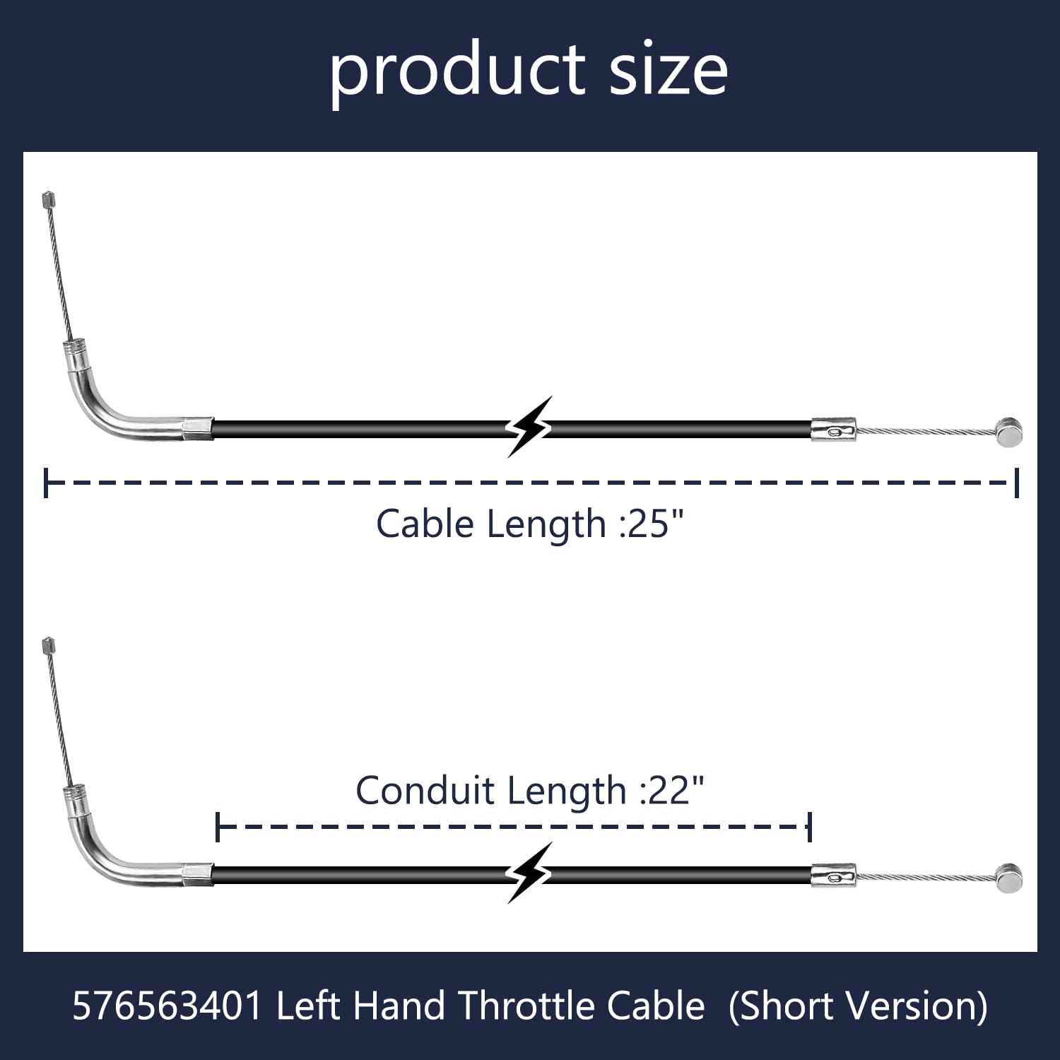 HASMX 576563401 Left Hand Throttle Cable for Husqvarna 560BFS, 570BFS & 580BFS Backpack Leaf Blowers for RedMax EBZ7500 & EBZ8500 Backpack Leaf Blowers - Length 26'' Left Hand ONLY