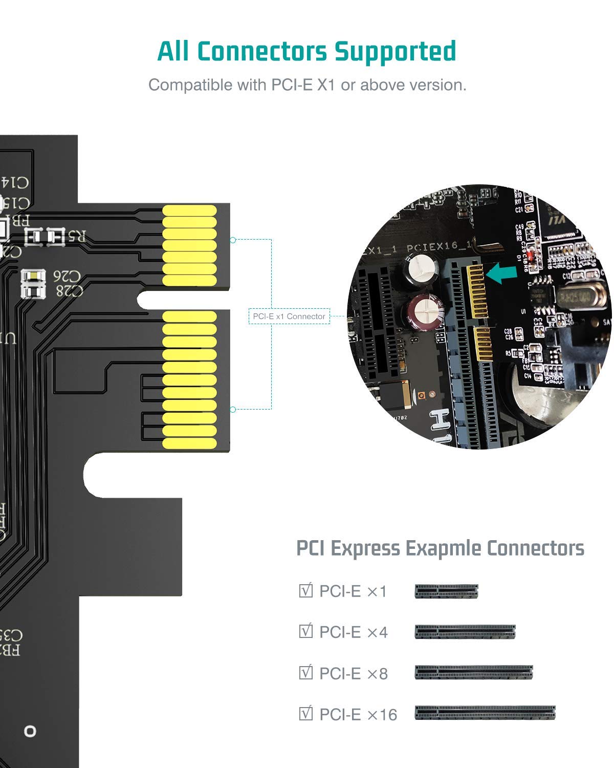 Tiergrade Superspeed 7 Ports PCI-E to USB 3.0 Expansion Card with 15-Pin SATA Power Connector - PCI Express(PCIe) Expansion Card USB Card for Desktop PC Support Windows 10/8.1/8/7/XP