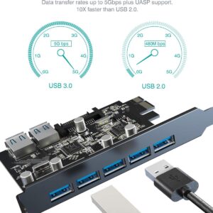 Tiergrade Superspeed 7 Ports PCI-E to USB 3.0 Expansion Card with 15-Pin SATA Power Connector - PCI Express(PCIe) Expansion Card USB Card for Desktop PC Support Windows 10/8.1/8/7/XP