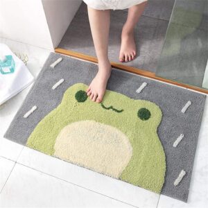 Ankah Bath Mat Cute Shower Rug, Luxury Shaggy High Absorbent and Anti Slip, Machine Washable Fit for Bathtub, Shower and Bath Room, 18" x 26", Little Frog