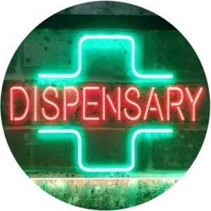 advpro dispensary cross shop wall décor display dual color led neon sign green & red 24" x 16" st6s64-i3205-gr