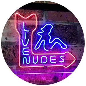 advpro live nude girls bar beer pub club décor dual color led neon sign red & blue 24" x 16" st6s64-i2042-rb