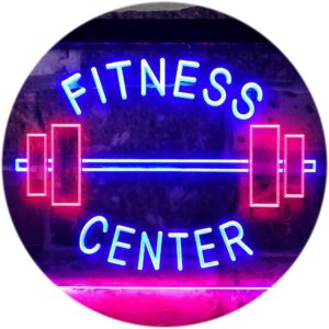 advpro fitness center gym room weight train dual color led neon sign red & blue 24" x 16" st6s64-i0313-rb