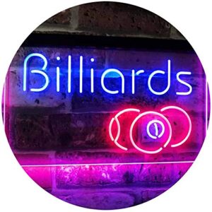advpro billiards 9 ball game room pool snooker décor man cave dual color led neon sign blue & red 24" x 16" st6s64-i2590-br