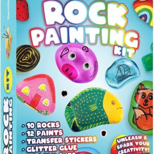 Rock Painting Kit for Kids - Arts and Crafts for Girls & Boys Ages 6-12 - Easter Craft Kits Art Set - Supplies for Painting Rocks - Best Tween Paint Gift Ideas for Kids Activities Age 6 7 8 9 10 11