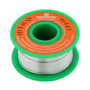 1.5mm electronic solder wire lead free rosin flux core diameter 0.06in large size solder wire gauge 1.76oz 50g sn99 ag0.3 cu0.7 flow electric soldering unleaded pb free