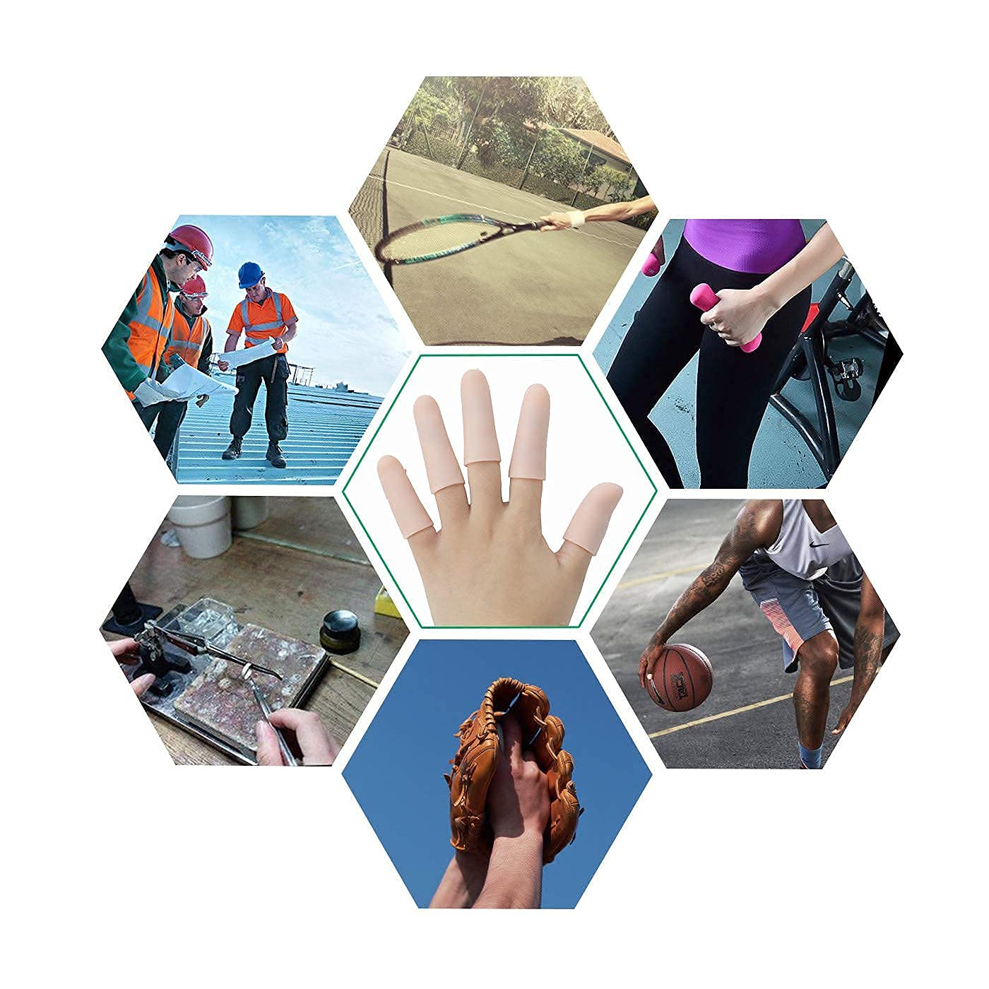 (20PCS)Gel Finger Sleeves,Finger Support,Silicones Finger Protectors,Waterproof,Finger Cots Great for Finger Craking,Finger Trigger.