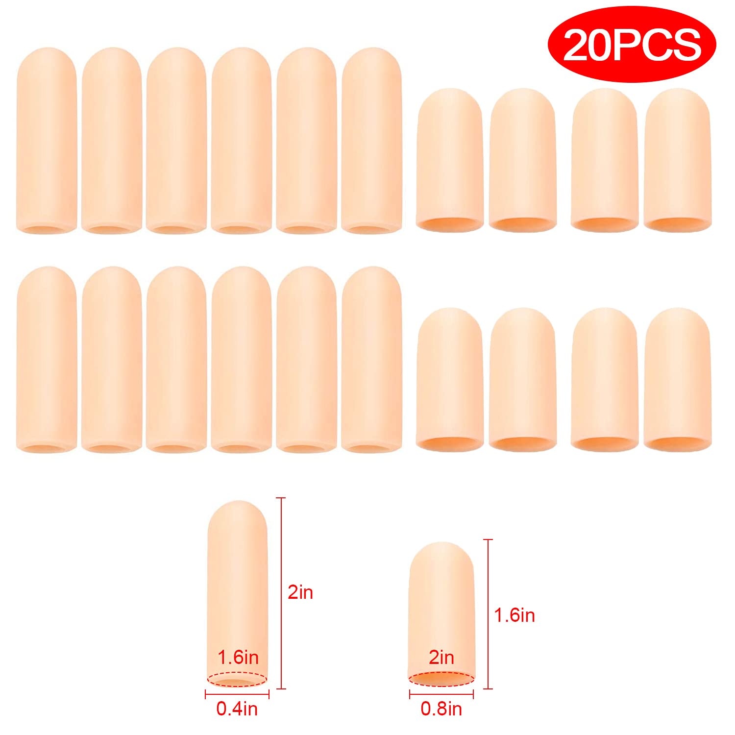 (20PCS)Gel Finger Sleeves,Finger Support,Silicones Finger Protectors,Waterproof,Finger Cots Great for Finger Craking,Finger Trigger.