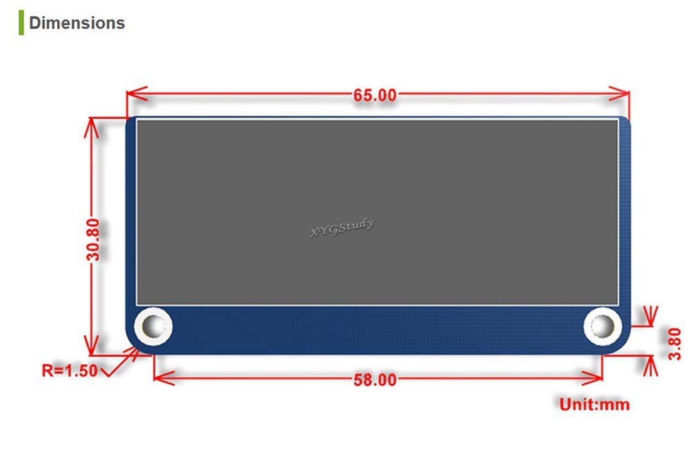 XYGStudy 2.23 inch OLED Display HAT for Raspberry Pi 2B/3B/4B/Zero/Zero W Jetson Nano 128×32 Pixels SPI/I2C Interface