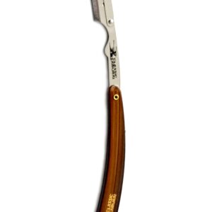 Classic Samurai Stainless Steel Professional Barber Folding Straight Edge Razor Shavette Men's Shaving Kit with 200 Count Lord Single Edge Razor Blades (Brown)