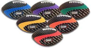 fun gripper-grip zone (v) 8.5 inch pee wee footballs - assorted colors- easy grip mesh footballs (set of 6) assorted colors by: saturnian i pe supplier