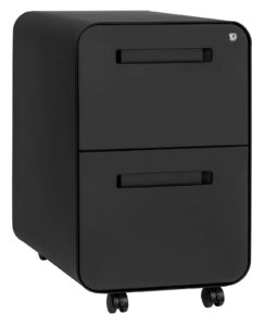 laura davidson furniture stockpile 2 drawer mobile file cabinet with lock - under desk metal filing cabinet, legal/letter file folders, wheels and stationary feet, pre-assembled, black