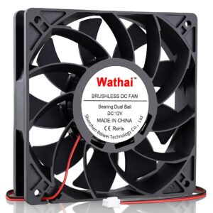 wathai 120mm x 25mm 12v high pressure cfm fan dual ball high speed dc brushless cooling fan