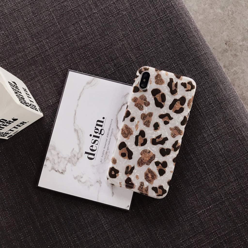 J.west iPhone Xs Max Case,Luxury Sparkle Bling Leopard Print Cheetah Pattern Design Translucent Soft TPU Silicone Protective Phone Case Cover for Girls Women for Apple iPhone Xs Max 6.5 inch (White)