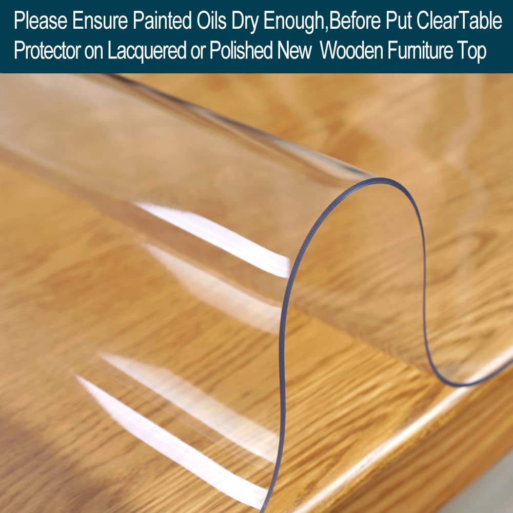 Clear Table Protector for Dining Room Table Wooden Furniture Screen Protection Tabletop Protector Plastic Wipeable Tablecloth Thicken Desk Blotter Cover Mat Protective Vinyl Pad Easy Clean 24x42 inch