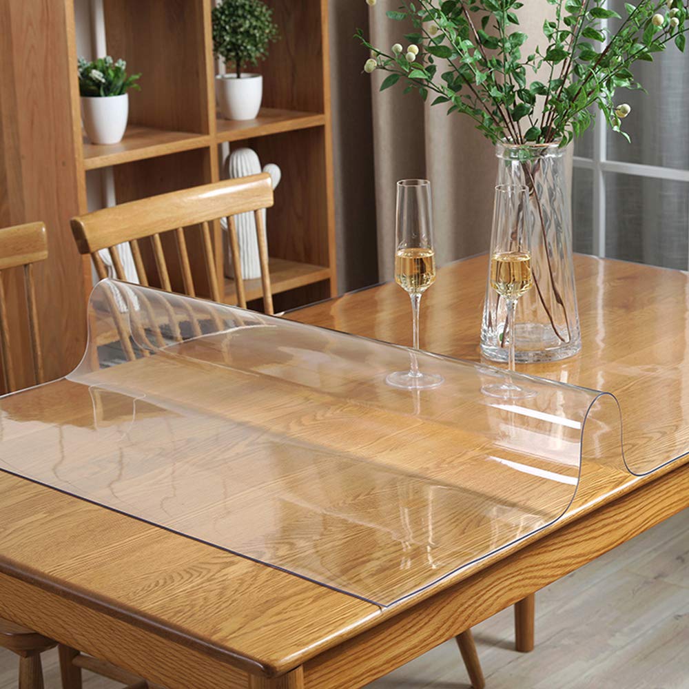 Clear Table Protector for Dining Room Table Wooden Furniture Screen Protection Tabletop Protector Plastic Wipeable Tablecloth Thicken Desk Blotter Cover Mat Protective Vinyl Pad Easy Clean 24x42 inch