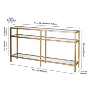 Henn&Hart 55" Wide Rectangular Console Table in Brass, Entryway Table, Accent Table for Living Room, Hallway