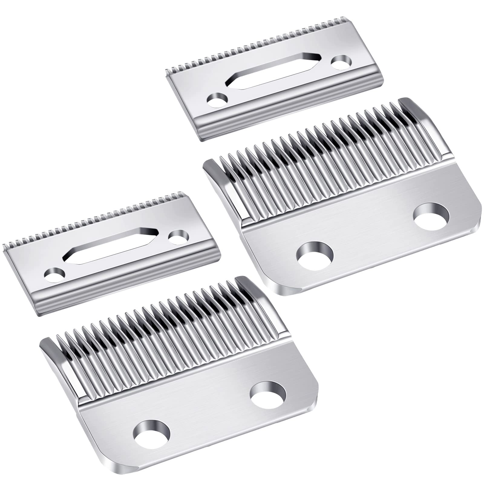 Mudder 2 Sets Professional Replacement Clipper Blades, 2 Holes Adjustable Hair Clippers Parts Blades, Hair Trimmer Replacement Blade for Barbers and Stylists (Silver)