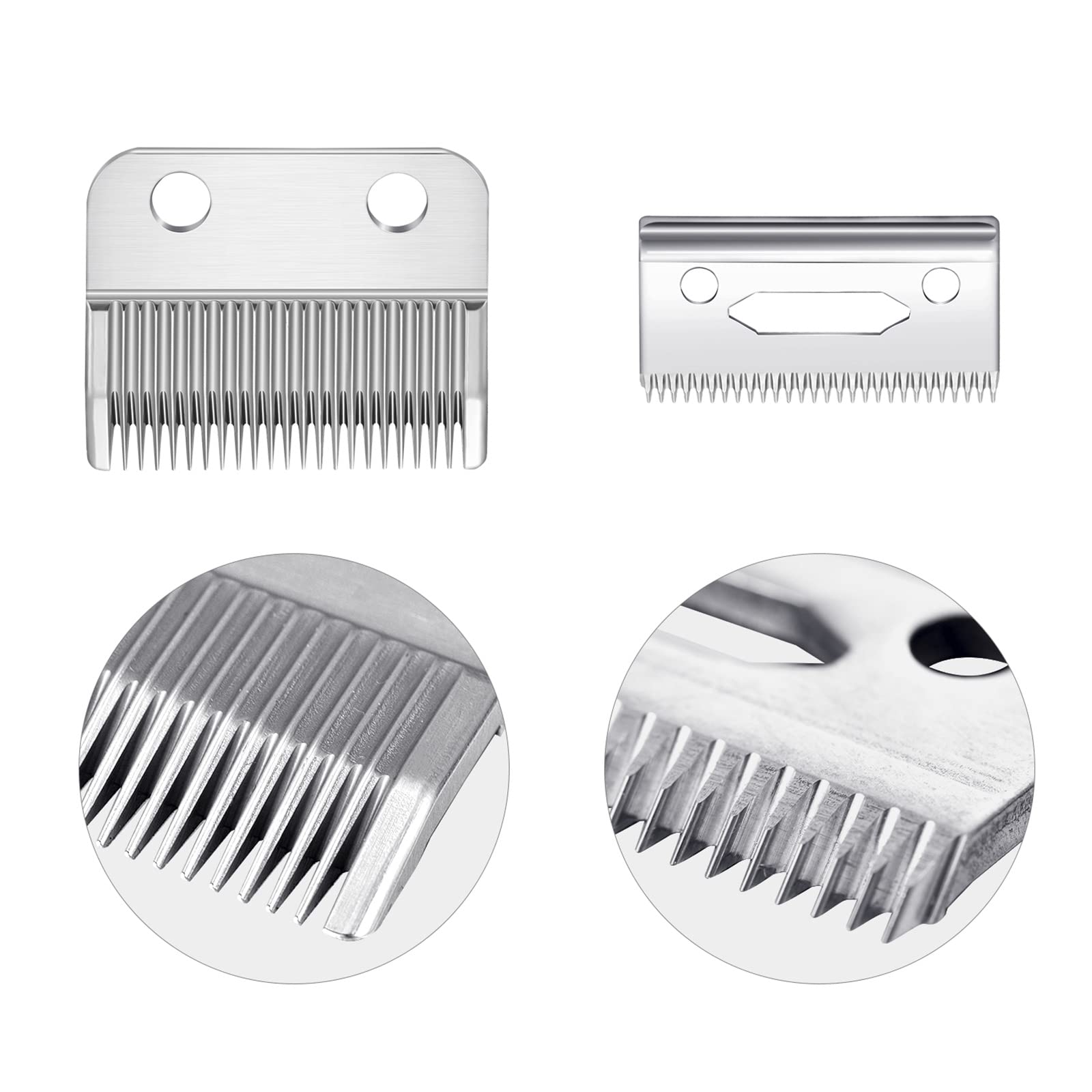 Mudder 2 Sets Professional Replacement Clipper Blades, 2 Holes Adjustable Hair Clippers Parts Blades, Hair Trimmer Replacement Blade for Barbers and Stylists (Silver)