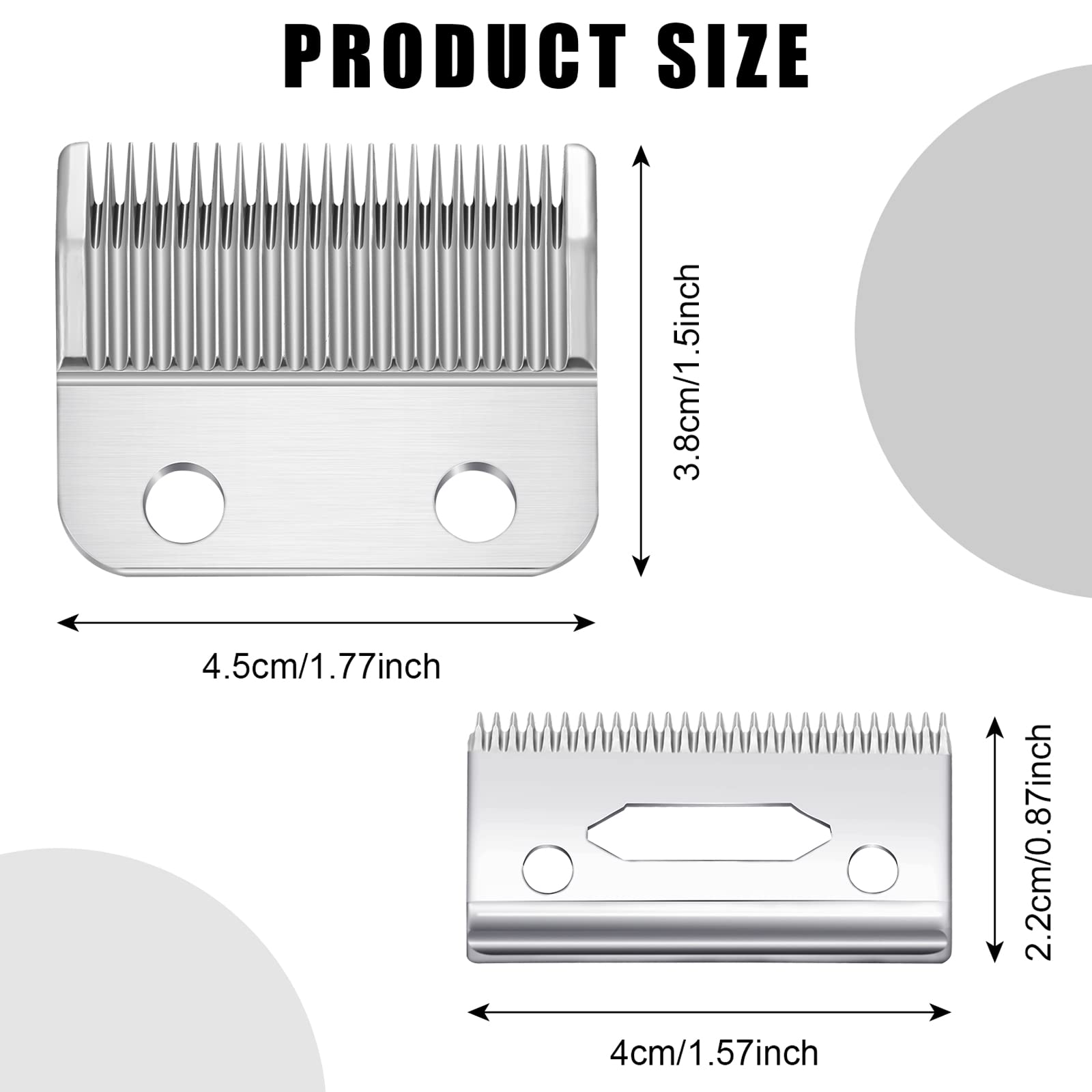 Mudder 2 Sets Professional Replacement Clipper Blades, 2 Holes Adjustable Hair Clippers Parts Blades, Hair Trimmer Replacement Blade for Barbers and Stylists (Silver)